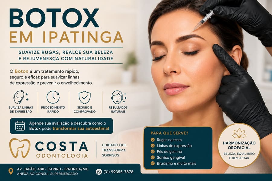 Aplicação de Botox em Ipatinga para suavizar rugas, linhas de expressão e promover rejuvenescimento facial